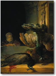Detail uit: Stilleven met pauwen